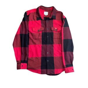 American Eagle Cotton Classic Fit Buffalo Plaid Rugged Shirt Size XXL Red/Black